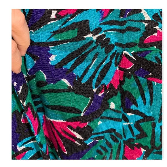 Vintage 90s Abstract Jungle Floral Print Skirt Set Medium - Picture 9 of 14
